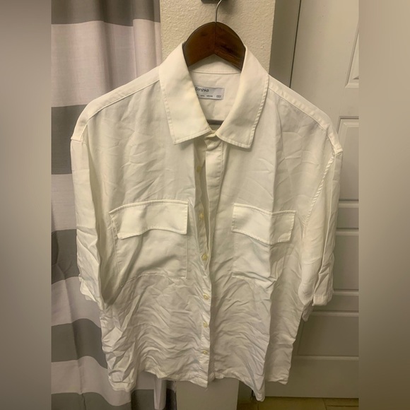 BERSHKA Men’s Oversized White Double Pocket Button Street Urban Shirt 40 Large L - Picture 5 of 10